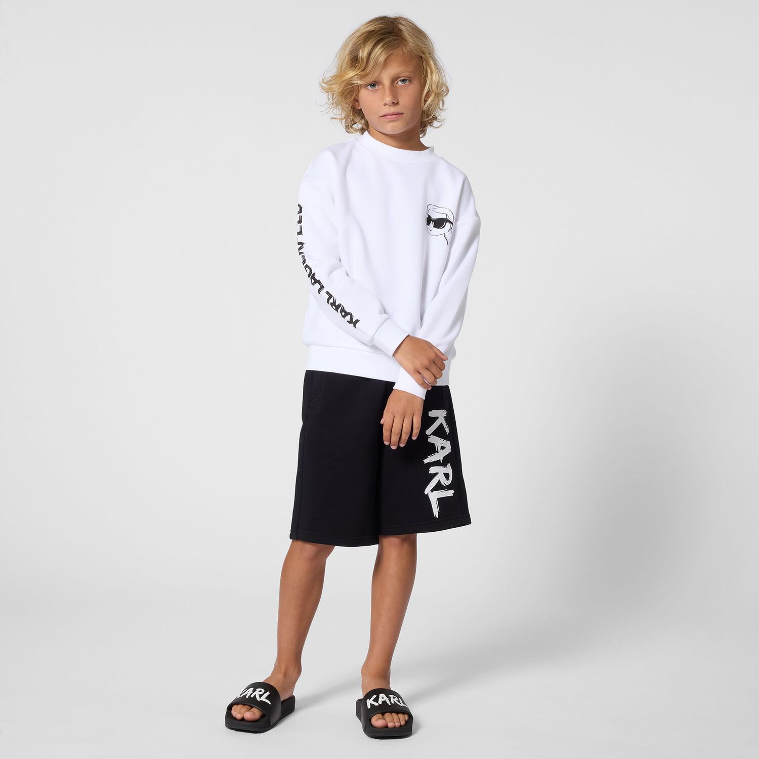 Boys Black Logo Shorts, 1, hi-res