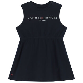 Baby Girls Navy Blue Logo Dress
