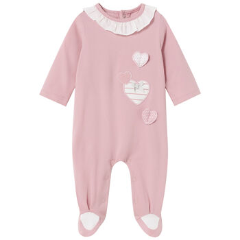Girls Pink Heart Babygrow