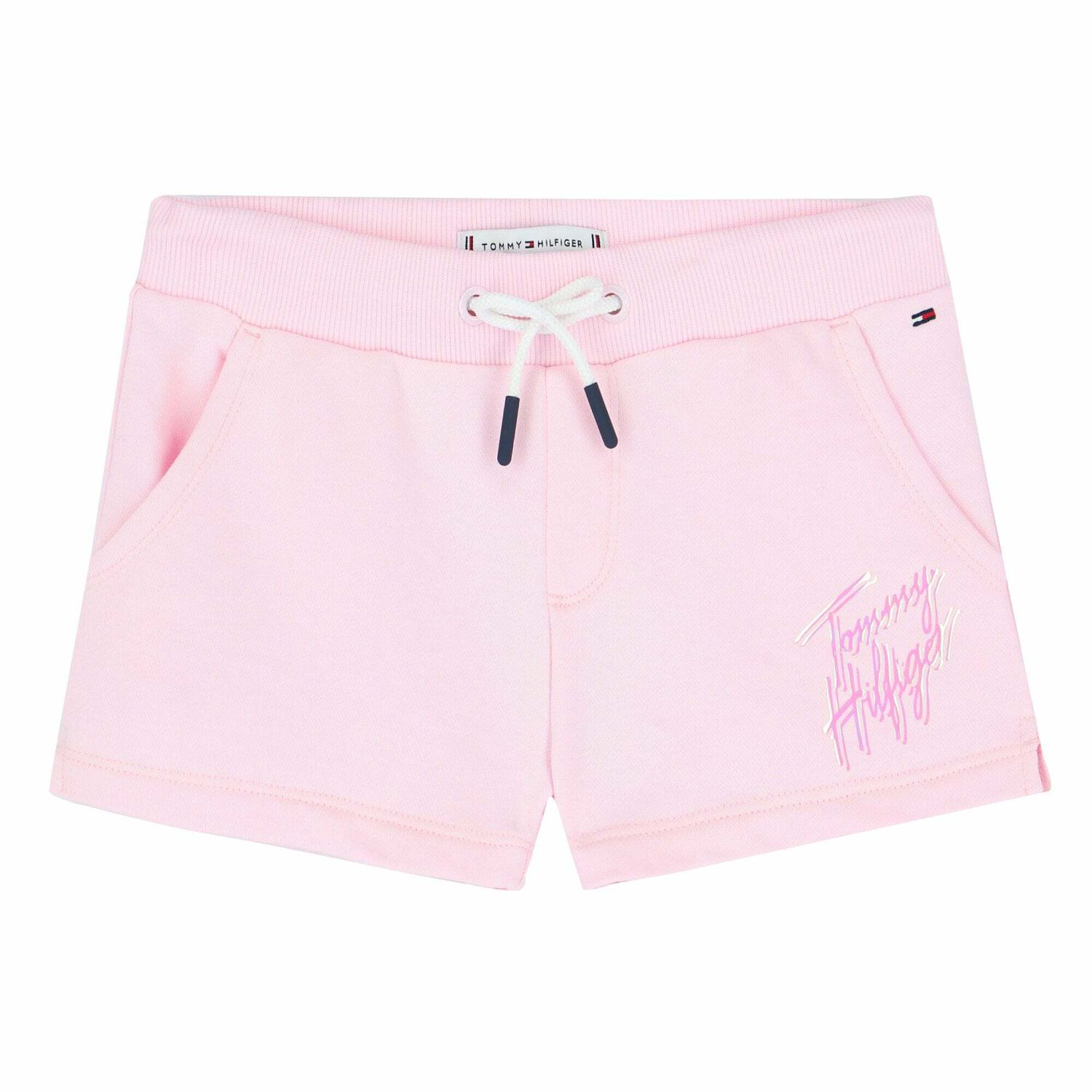 Girls Pink Holographic Logo Shorts, 2, hi-res