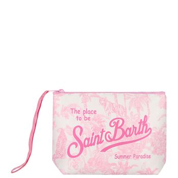 Girls White & Pink Aline Logo Jungle Pouch ( 15cm )