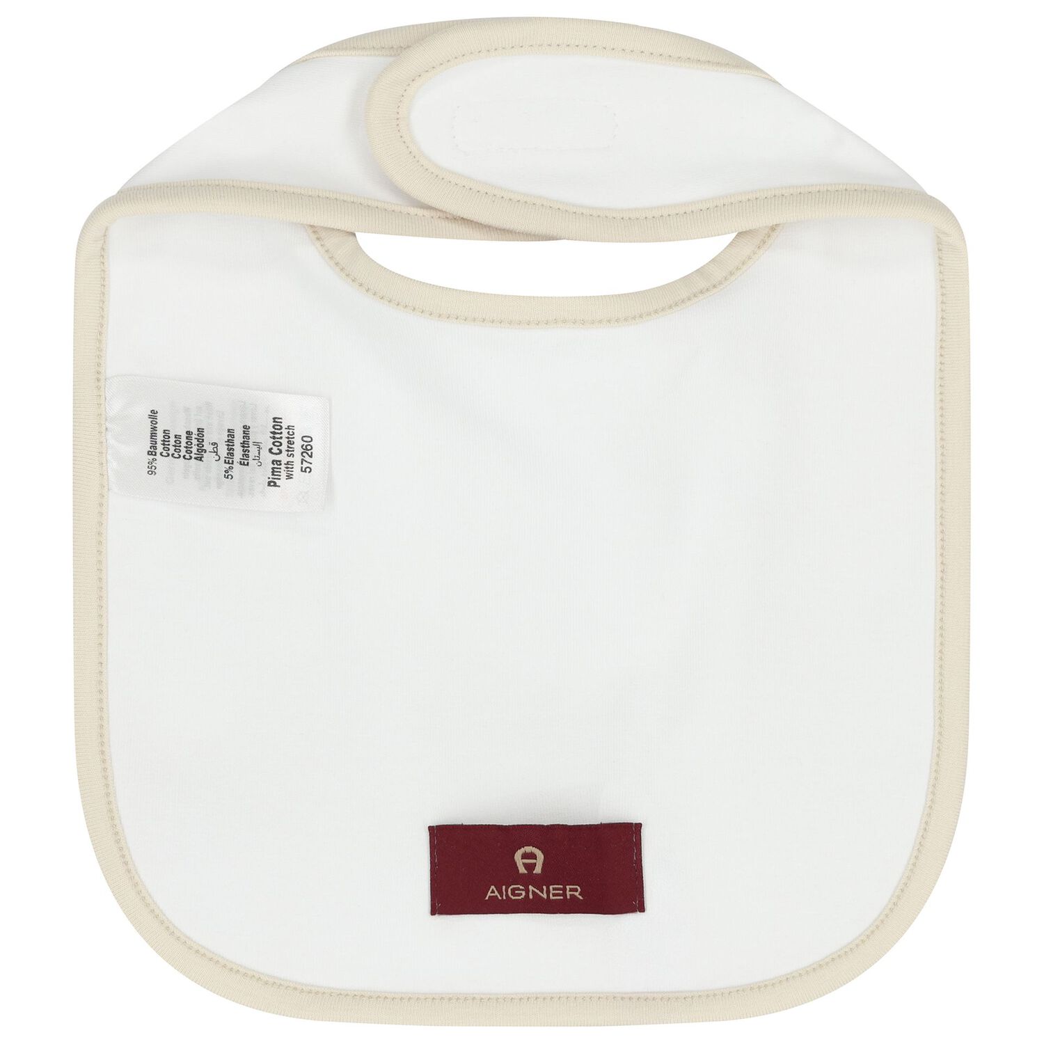 White & Beige Teddy Bear Logo Baby Bib, 1, hi-res