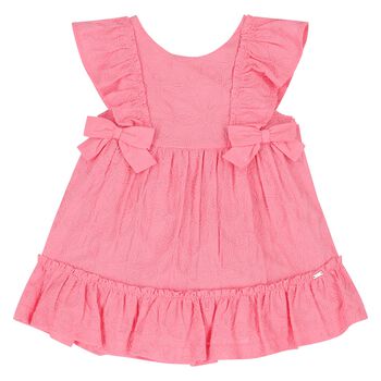 Younger Girls Pink Embroidered Dress