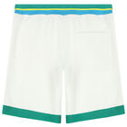 Boys White Logo Shorts, 1, hi-res