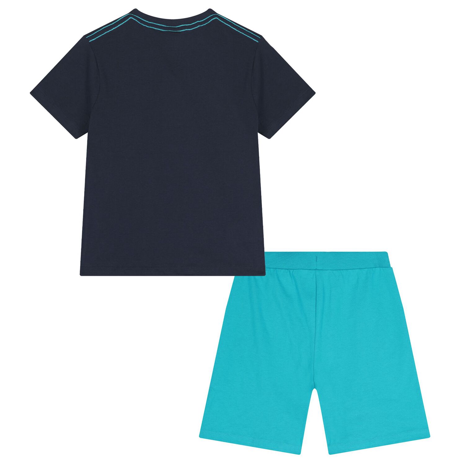 Boys Navy Blue & Green Shorts Set, 1, hi-res