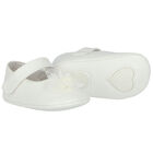 Baby Girls White Flower Pre Walker Shoes, 3, hi-res