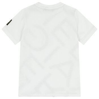 تيشيرت باللون الأبيض بشعار للأولاد