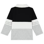 Younger Boys Black, White & Grey Logo Polo Shirt, 1, hi-res