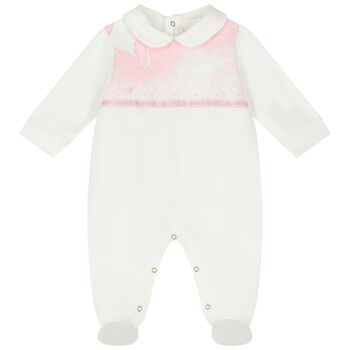 Baby Girls Ivory & Pink Geo Map Babygrow