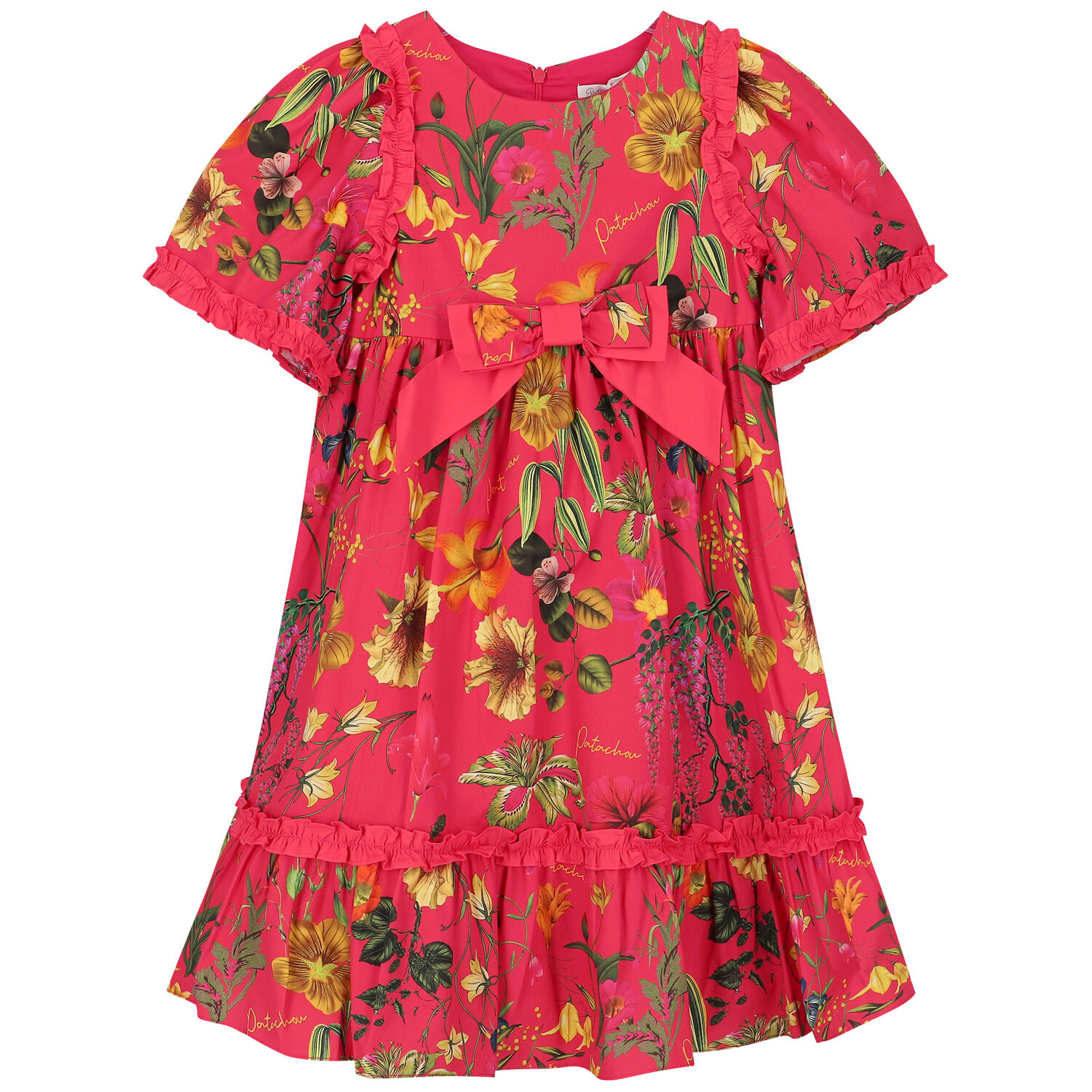 فستان بنات بالزهور باللون الوردي , 1, hi-res