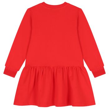 Girls Red Teddy Bear Logo Dress