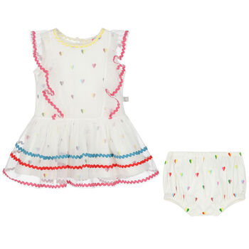 Younger Girls White Tulle Dress Set