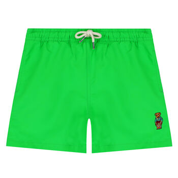 Boys Green Polo Bear Swim Shorts