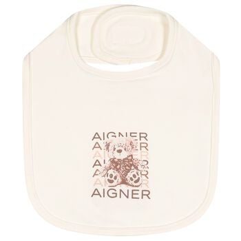 Ivory Teddy Bear Logo Baby Bib