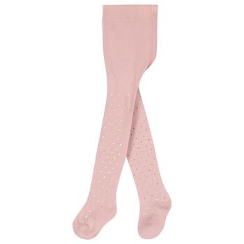 Younger Girls Pink & Gold Heart Tights
