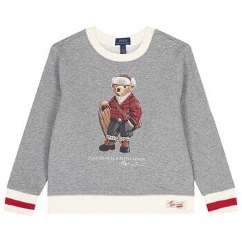 Boys Grey Logo Polo Bear Sweatshirt