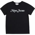 تيشيرت بالشعار باللون الاسود للبنات, 1, hi-res