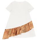 Girls White & Beige Geo Map Dress, 1, hi-res