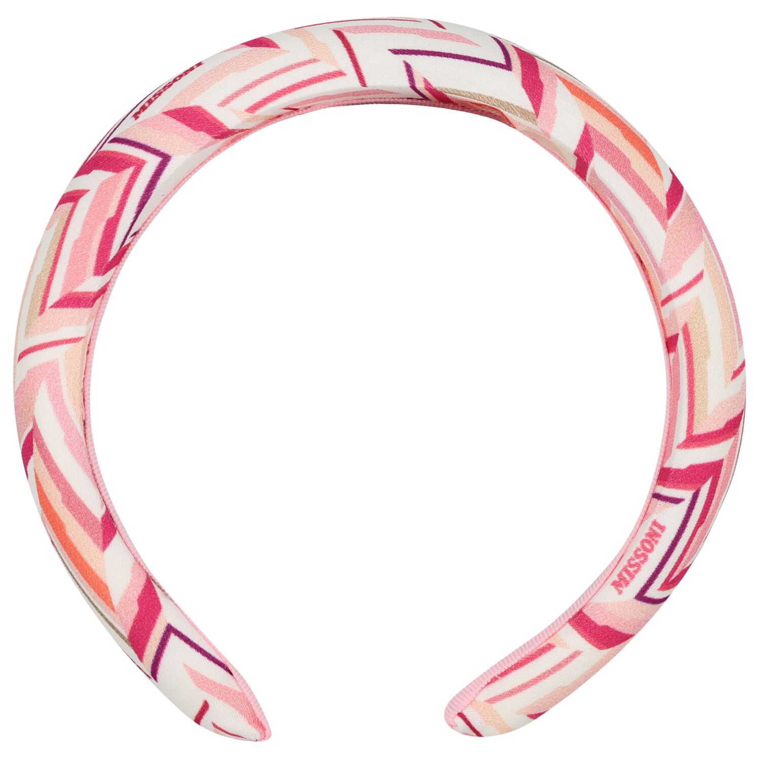 Girls White & Pink Zigzag Headband, 1, hi-res