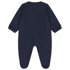 Baby Boys Navy Blue Logo Babygrow, 3, hi-res