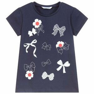 Girls Navy Bow T-Shirt