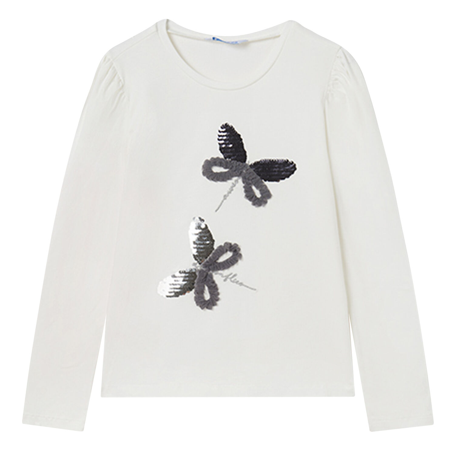 توب بأكمام طويلة باللون الأبيض للبنات, 1, hi-res