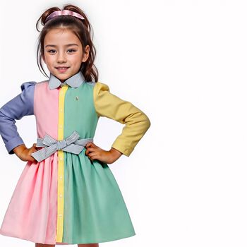 Girls Multi-Colored Logo Dress
