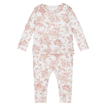 Baby Girls Pink & Ivory Toile De Jouy Pyjamas