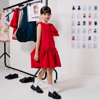 Girls Red Bow Dress