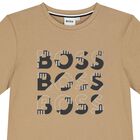 تيشيرت للأولاد بالشعار باللون البيج , 3, hi-res