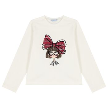 Girls Ivory Long Sleeve Top
