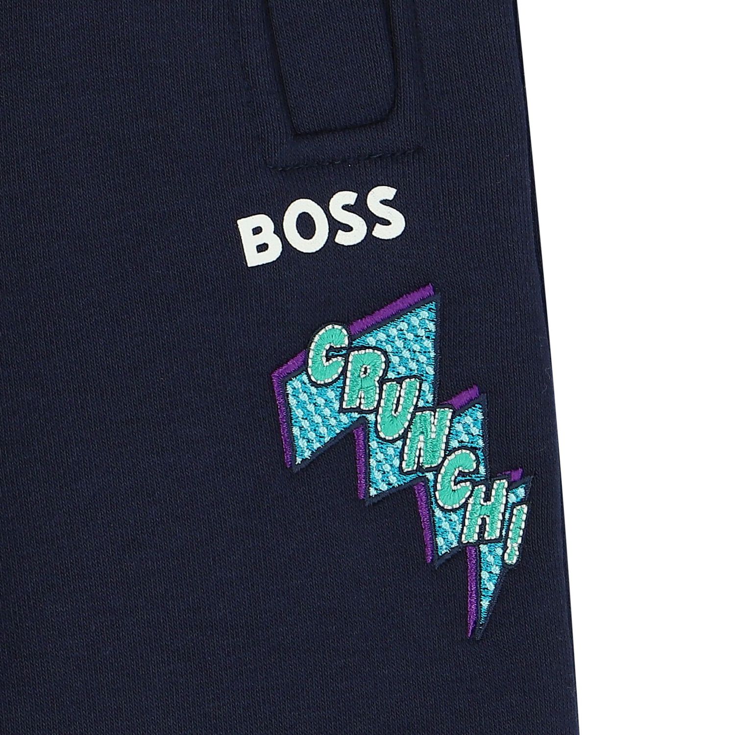 Boys Navy Blue Logo Joggers, 1, hi-res