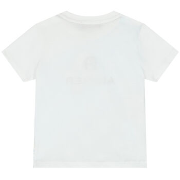 Younger Boys White Logo T-Shirt