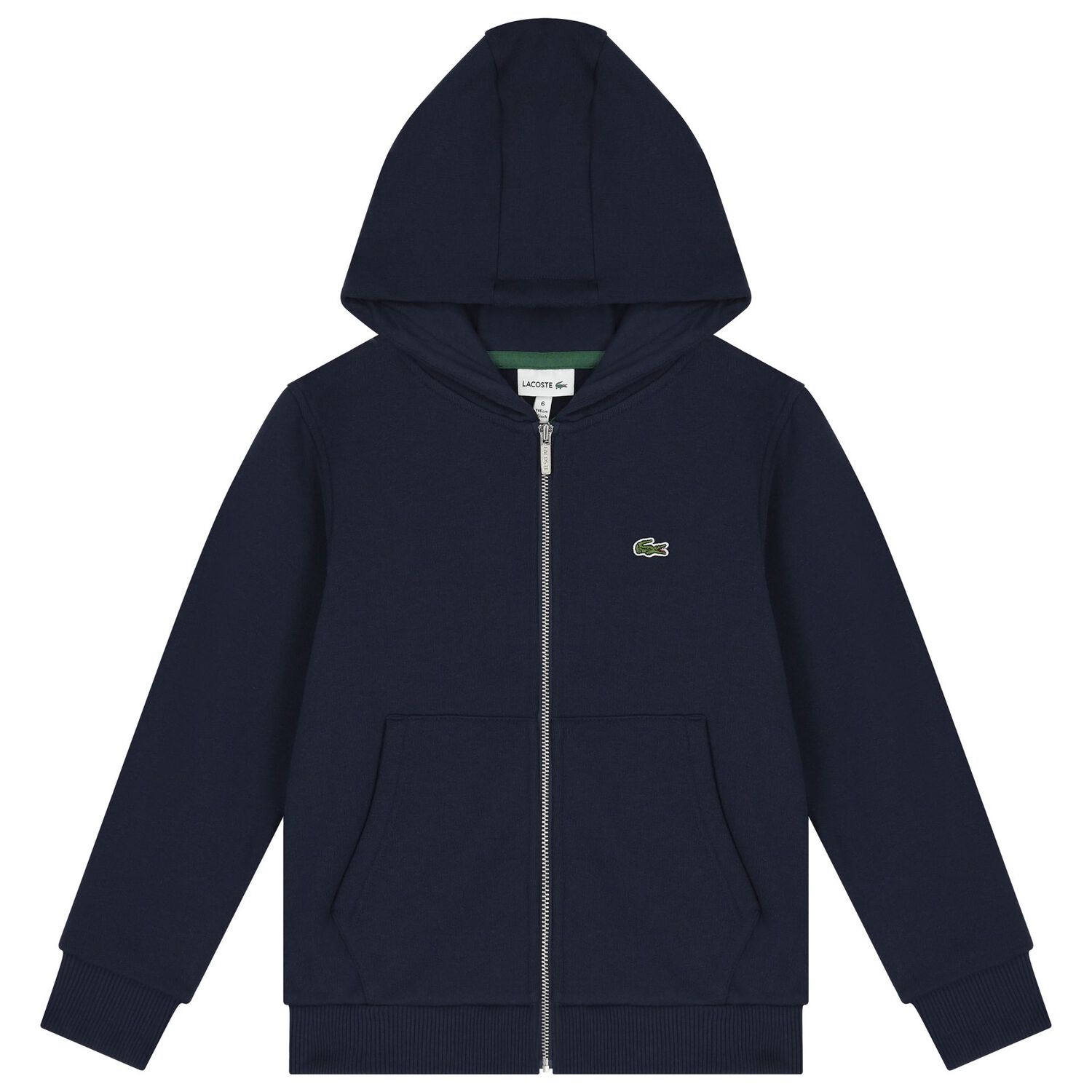 Boys Navy Blue Logo Hooded Zip Up Top, 1, hi-res