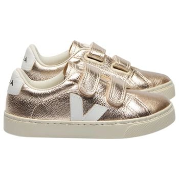 Gold & White Leather Trainers 