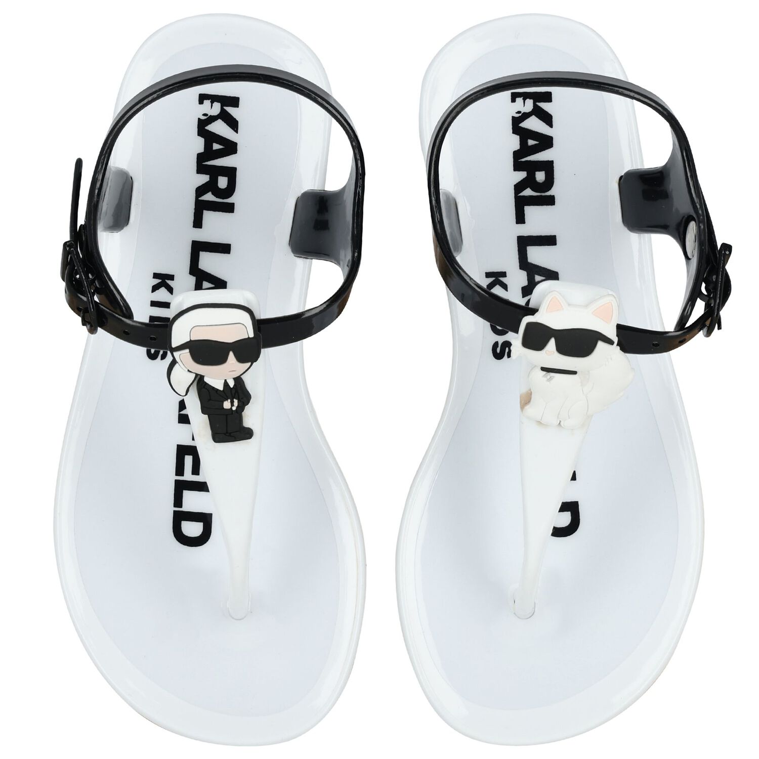 Girls White Karl & Choupette Jelly Sandals, 2, hi-res