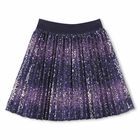 Girls Navy Blue Embellished Pleated Skirt, 1, hi-res