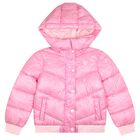 Girls Pink Bear Logo Padded Jacket, 1, hi-res
