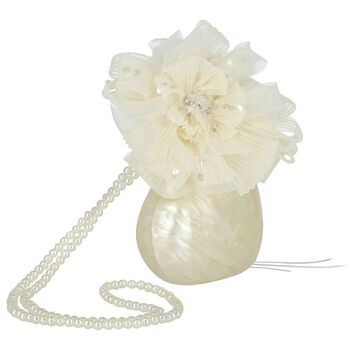 حقيبه يد للبنات مزينه بشكل قلب من اللؤلؤ 