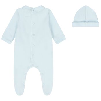 Baby Boys Blue Pleated Babygrow Set