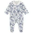 Baby Boys Ivory & Navy Blue Toile De Jouy Babygrow Gift Set, 1, hi-res