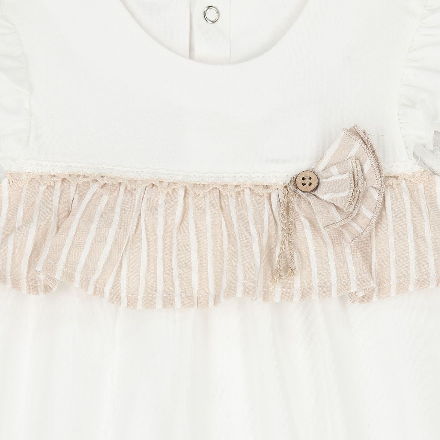 Baby Girls White & Beige Romper, 1, hi-res image number null