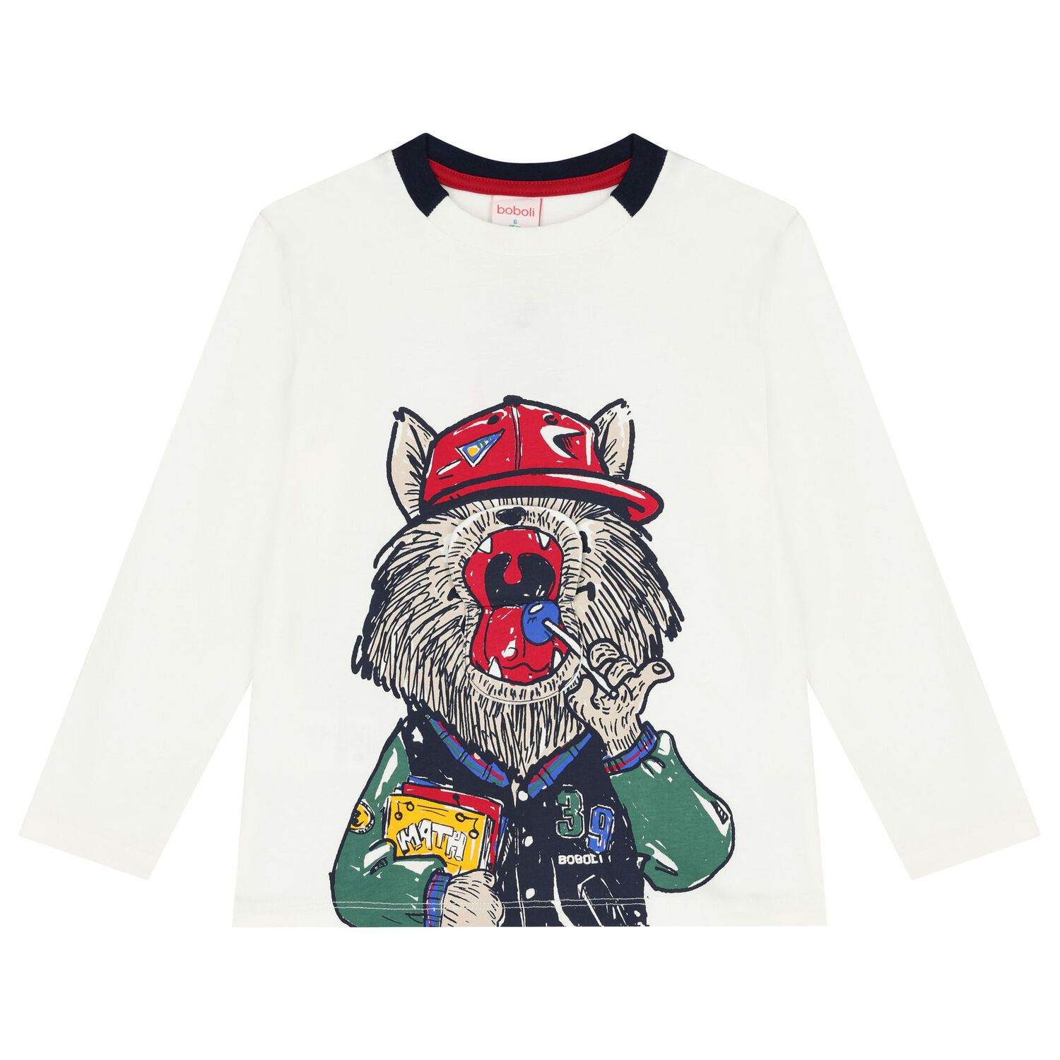 Boys Ivory Fox Long Sleeve Top, 1, hi-res