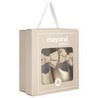 حذاء ما قبل المشي بفيونكه للبنات باللون الذهبي , 1, hi-res