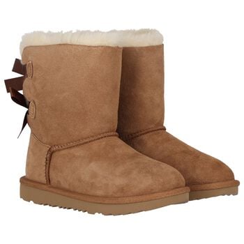 Girls Beige Bailey Bow II Suede Boots