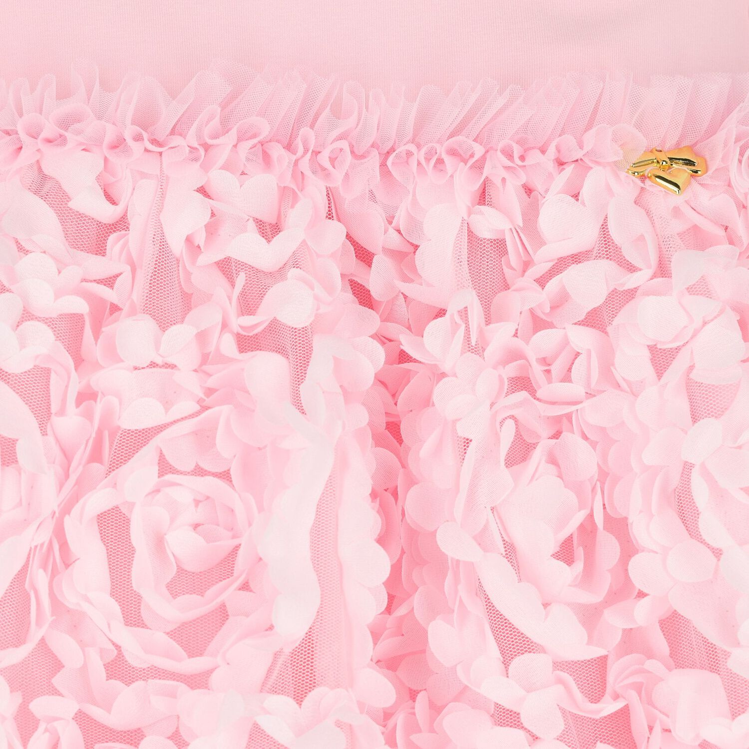 فستان تول مزين بأزهار ثلاثية الأبعاد باللون الوردي للبنات , 2, hi-res