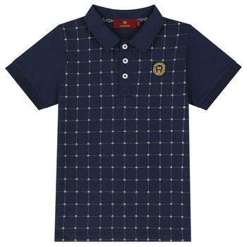 Boys Navy Blue Logo Polo Shirt