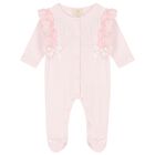 Girls Pink Embellished Babygrow, 2, hi-res