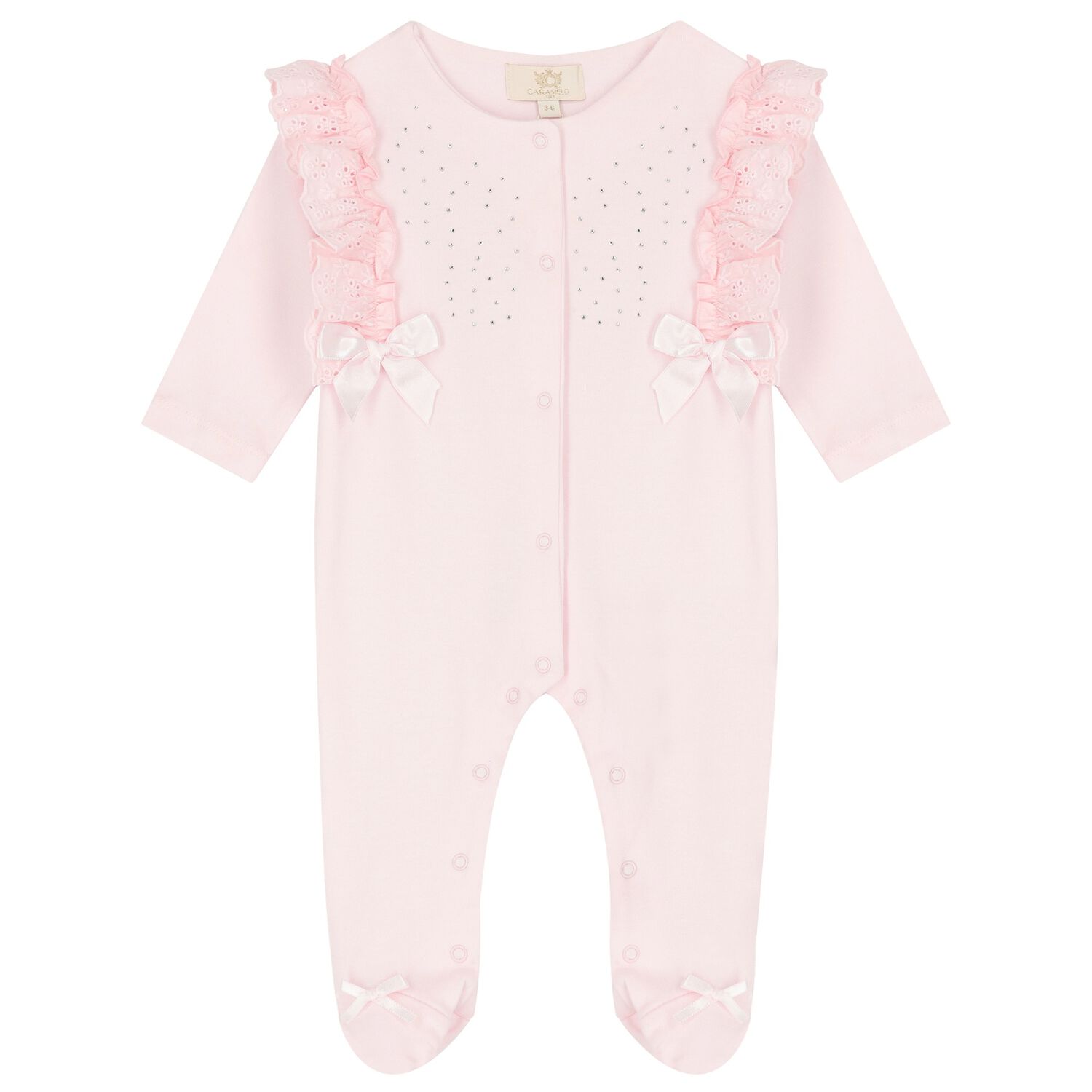 Girls Pink Embellished Babygrow, 2, hi-res