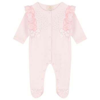 Girls Pink Embellished Babygrow